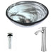 ANZZI Mezzo Series 17" x 17" Deco-Glass Round Vessel Sink in Slumber Wisp Finish with Polished Chrome Pop-Up Drain and Brushed Nickel Harmony Faucet LSAZ054-095B
