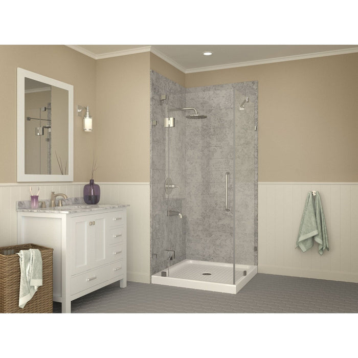 ANZZI Valley Series 38" x 38" Center Drain Double Threshold White Shower Base with Built-In Tile Flange SB-AZ010WN