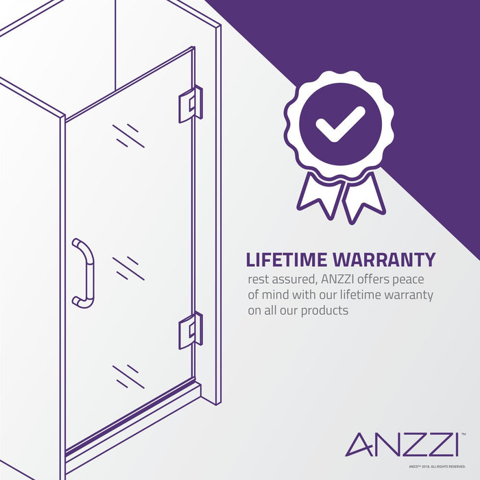 ANZZI Castle Series 49" x 72" Polished Chrome Semi-Frameless Neo-Angle Hinged Shower Door with Tsunami Guard SD-AZ056-01CH