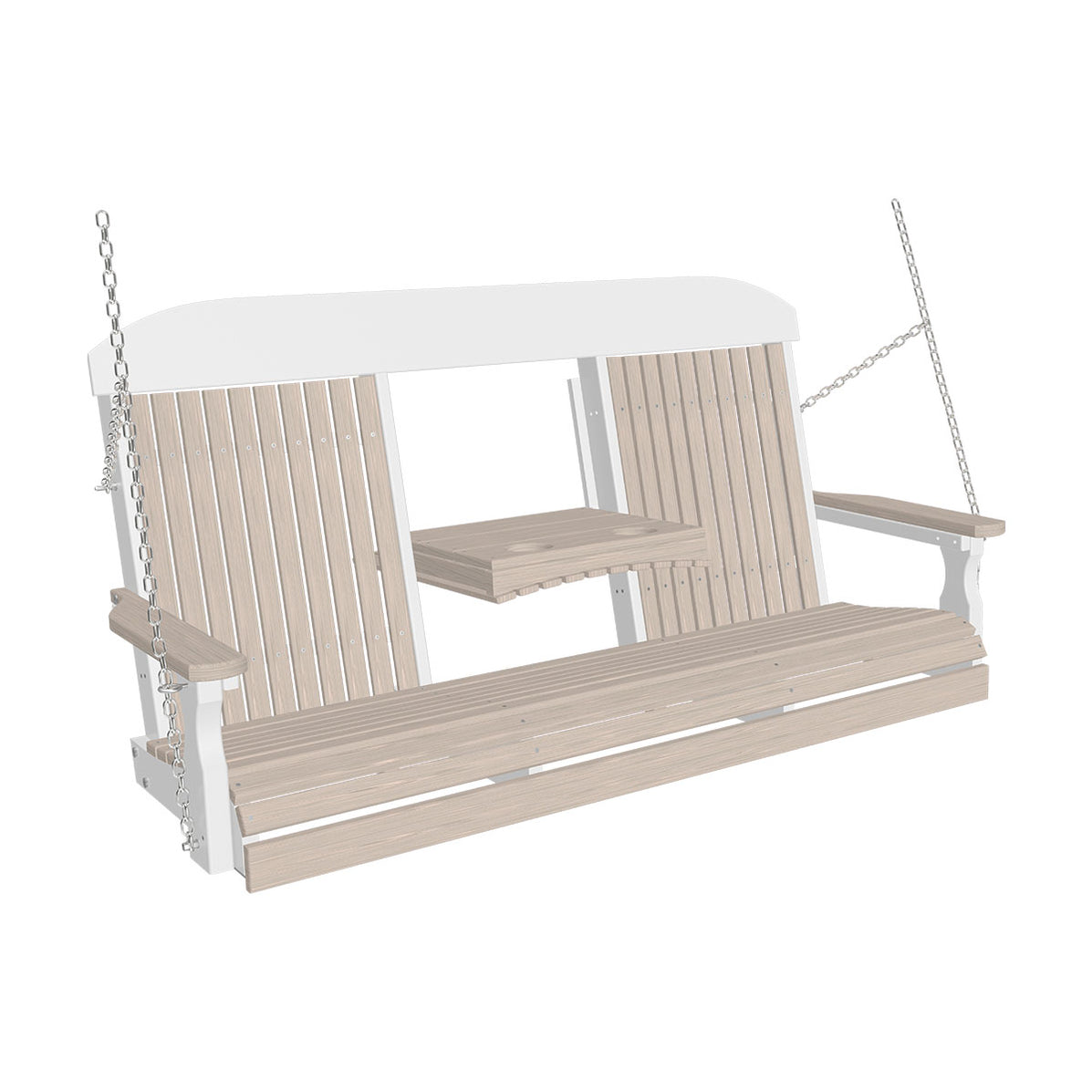 LuxCraft 5' Classic Highback Poly Swing With Flip Down Center Console