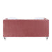 Acme Furniture Heibero II Loveseat W/2 Pillows in Pink Velvet & Faux Diamond Trim LV00328