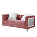 Acme Furniture Heibero II Loveseat W/2 Pillows in Pink Velvet & Faux Diamond Trim LV00328