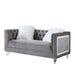Acme Furniture Heibero II Loveseat W/2 Pillows in Gray Velvet & Faux Diamond Trim LV00331