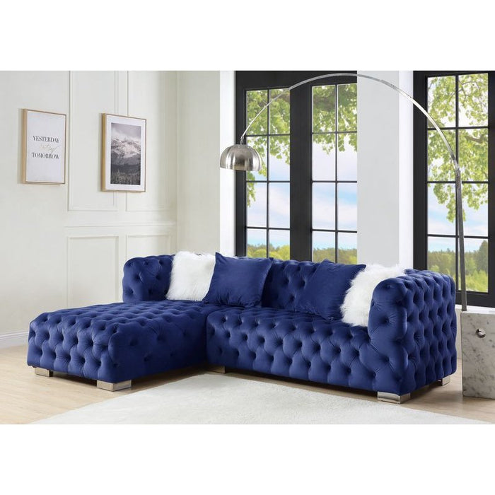 Acme Furniture Syxtyx Sectional - Rf Loveseat W/2 Pillow in Blue Velvet LV00333-1