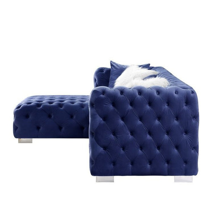 Acme Furniture Syxtyx Sectional Sofa W/4 Pillows in Blue Velvet LV00333