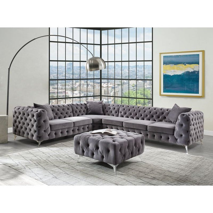 Acme Furniture Wugtyx Sectional - Rf Sofa W/1 Pillow in Dark GrayVelvet LV00335-3