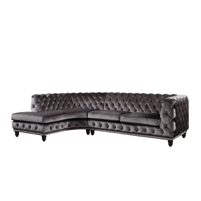 Acme Furniture Atesis Sectional - Lf Chaise in Dark Gray Velvet LV00337-1