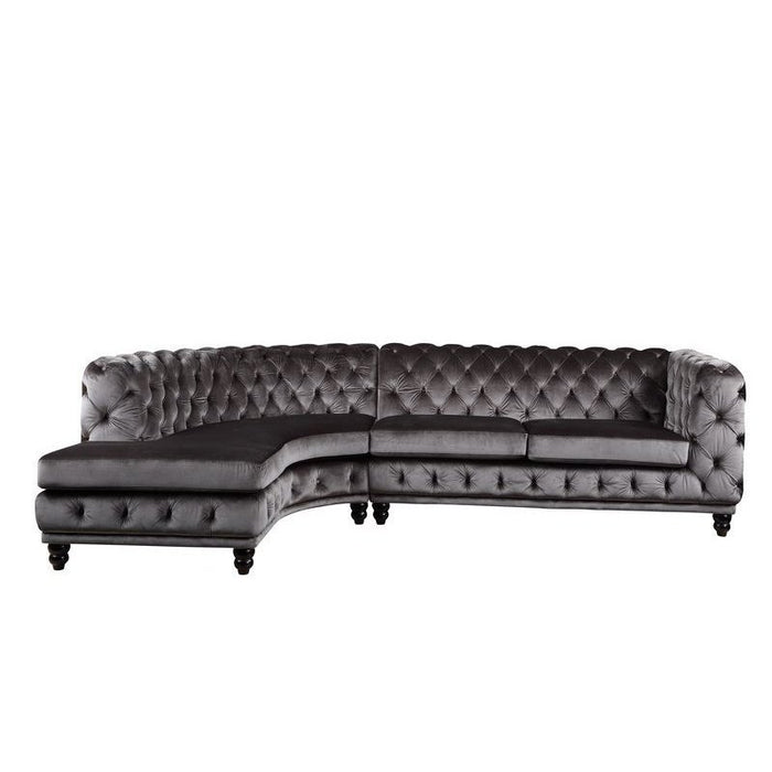 Acme Furniture Atesis Sectional Sofa in Dark Gray Velvet LV00337