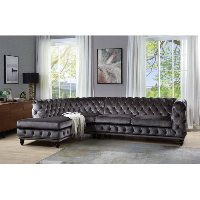 Acme Furniture Atesis Sectional - Lf Chaise in Dark Gray Velvet LV00337-1