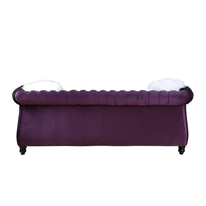 Acme Furniture Thotton Sofa W/2 Pillows in Purple Velvet LV00340
