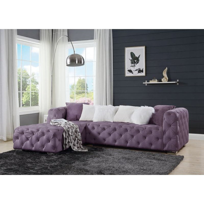 Acme Furniture Qokmis Sectional - Rf Sofa W/4 Pillows in Purple Velvet LV00389-2