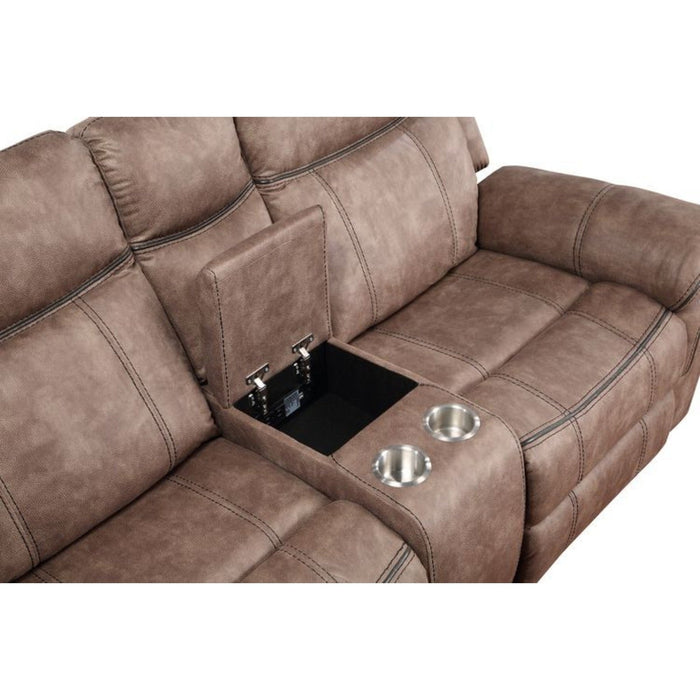 Acme Furniture Dollum Motion Sectional Sofa in Two Tone Chocolate Velvet LV00397