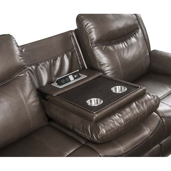 Acme Furniture Lydia Motion Sofa W/Usb in Brown Leather Aire LV00654