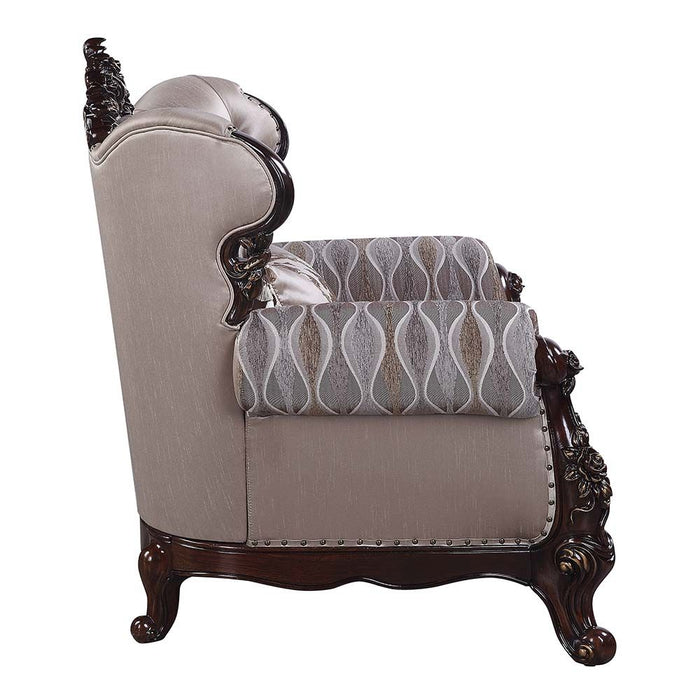 Acme Furniture Benbek Sofa W/5 Pillows in Fabric & Antique Oak Finish LV00809