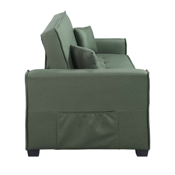 Acme Furniture Octavio Adjustable Sofa W/2 Pillows in Green Fabric LV00824