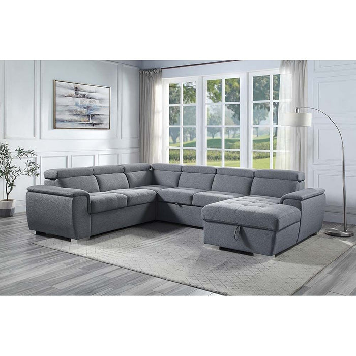 Acme Furniture Hanley Sectional Sofa in Gray Fabric LV00968