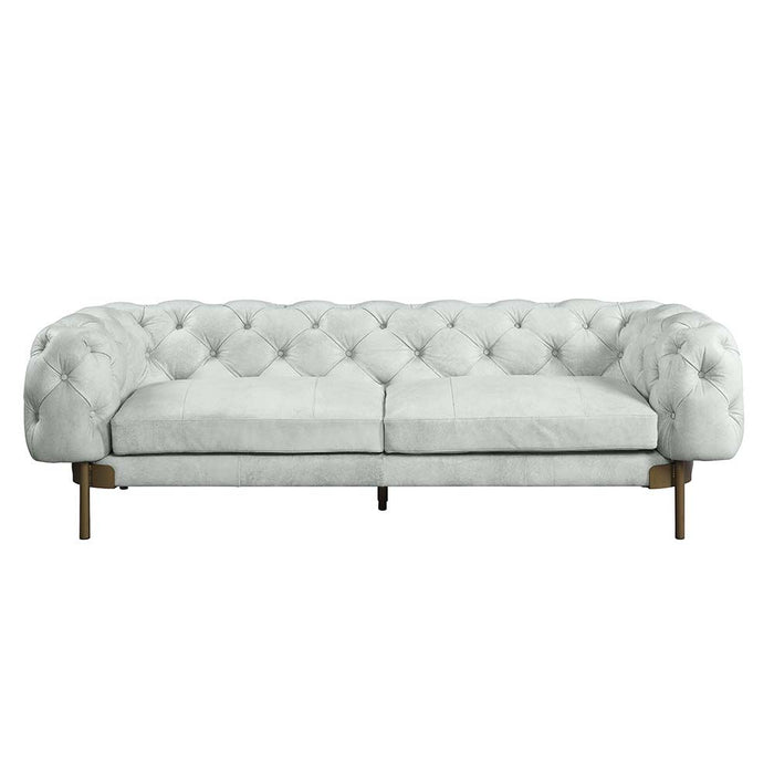 Acme Furniture Ragle Sofa in Vintage White Top Grain Leather LV01021