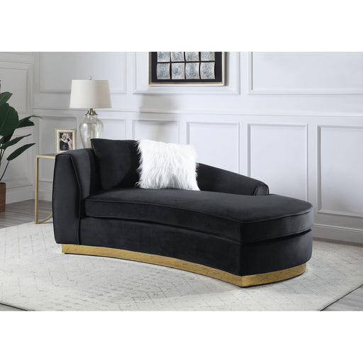 Acme Furniture Achelle Chaise W/2 Pillows in Black Velvet LV01048