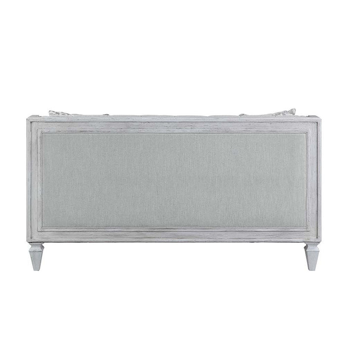 Acme Furniture Katia Loveseat W/2 Pillows in Light Gray Linen & Weathered White Finish LV01050