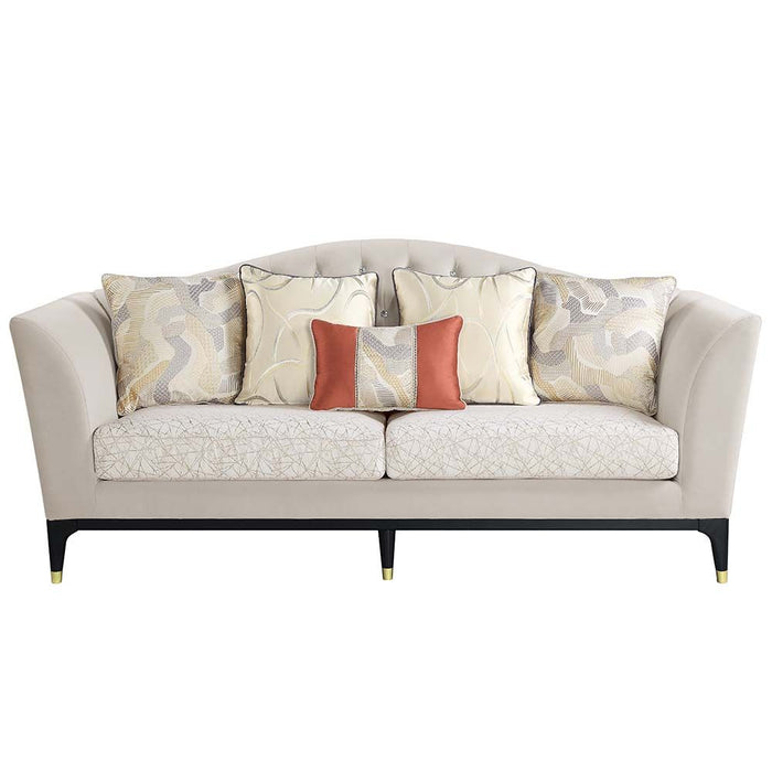 Acme Furniture Tayden Sofa W/5 Pillows in Beige Velvet LV01155