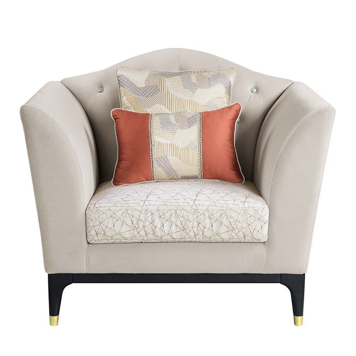 Acme Furniture Tayden Chair W/2 Pillows in Beige Velvet LV01157