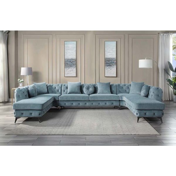Acme Furniture Zerah Sectional Sofa - Rf Chaise in Deep Green Fabric LV01161-2
