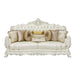Acme Furniture Adara Sofa W/7 Pillows in Pearl White PU & Antique White Finish LV01224