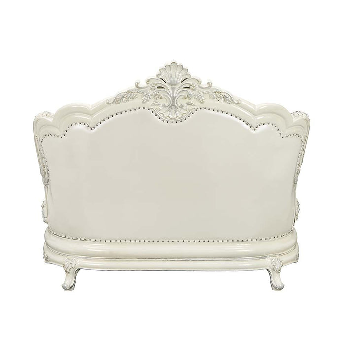 Acme Furniture Adara Loveseat in White Pu & Antique White Finish - Base LV01225-2