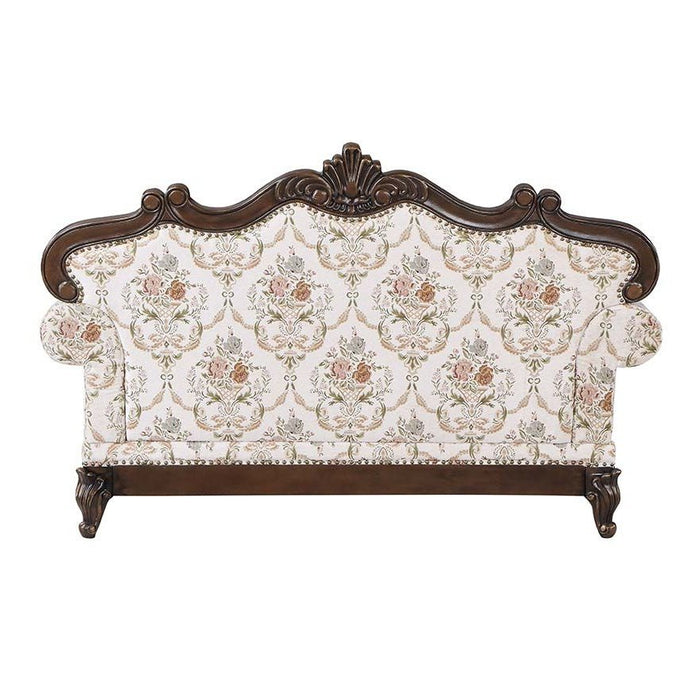Acme Furniture Nayla Loveseat W/3 Pillows in Pattern Fabric & Walnut Finish LV01274