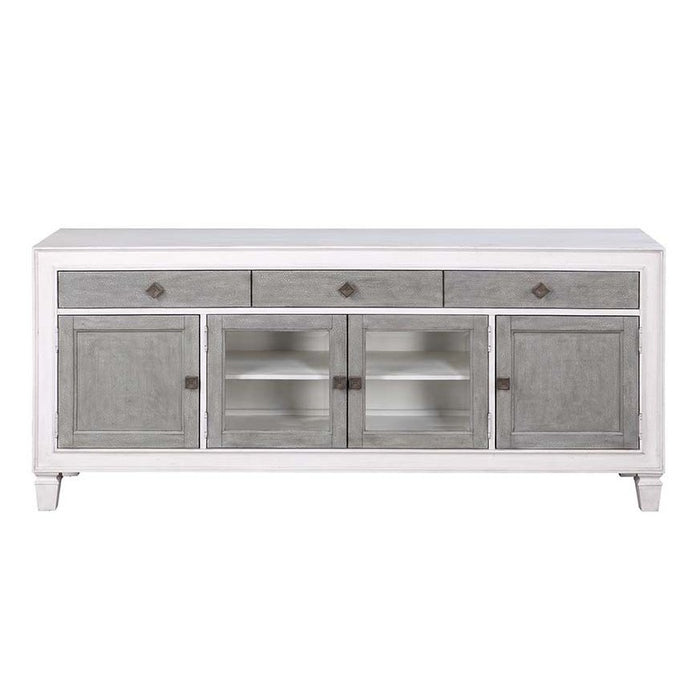 Acme Furniture Katia Tv Stand in Rustic Gray & Weathered White Finish LV01317