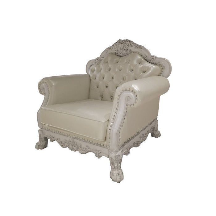 Acme Furniture Dresden Chair in PU & Antique White Finish LV01690