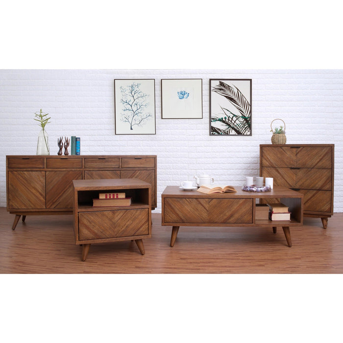 New Pacific Direct Piero Chevron Buffet 4 Drawers + 4 Doors 7800048