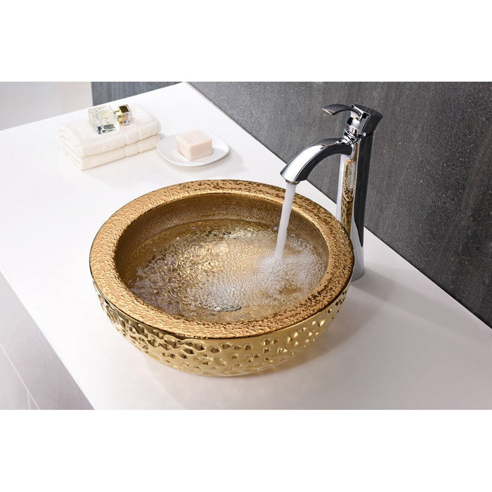 ANZZI Levi Series 17" x 17" Deco-Glass Round Vessel Sink with Polished Chrome Pop-Up Drain