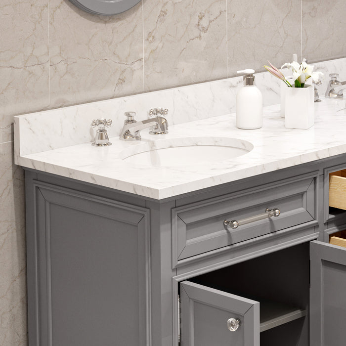 Water Creation Derby 60 Inch Pure White Double Sink Bathroom Vanity With Matching Framed Mirrors From The Derby Collection DE60CW01PW-O21000000