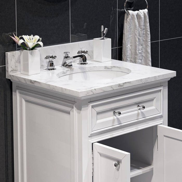 Water Creation Derby 24 Inch Pure White Single Sink Bathroom Vanity With Faucet From The Derby Collection DE24CW01PW-000BX0901