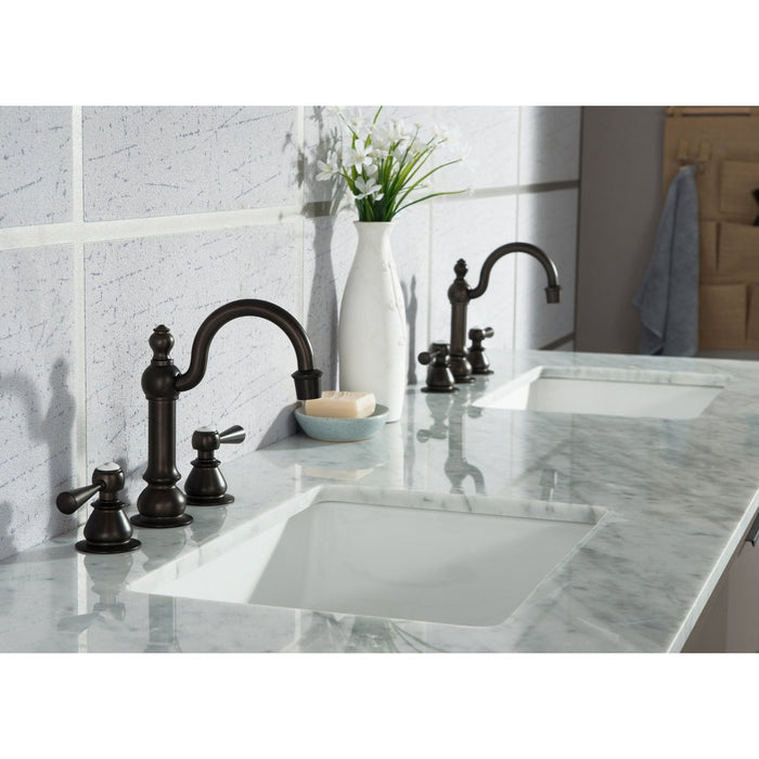 Water Creation Elizabeth Elizabeth 72-Inch Double Sink Carrara White Marble Vanity In Cashmere Grey With F2-0012-03-TL Lavatory Faucet s EL72CW03CG-000TL1203