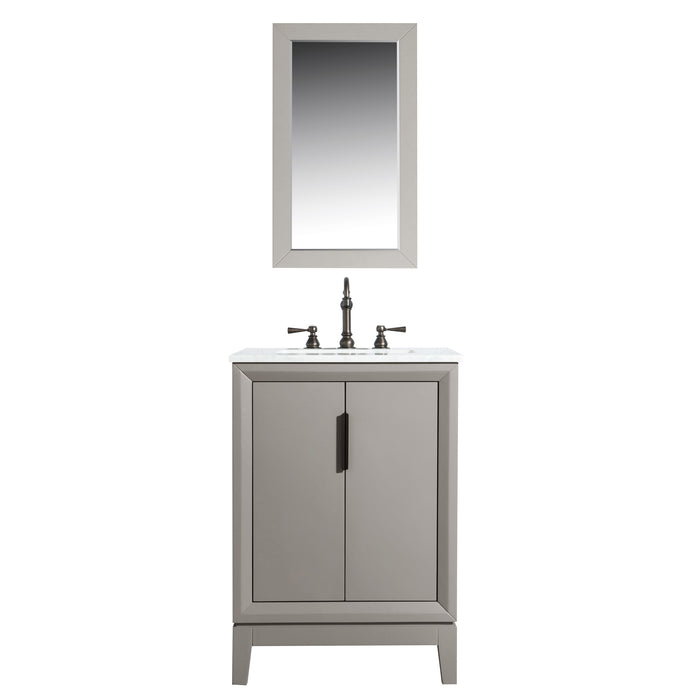Water Creation Elizabeth Elizabeth 24-Inch Single Sink Carrara White Marble Vanity In Cashmere Grey With Matching Mirror s and F2-0012-03-TL Lavatory Faucet s EL24CW03CG-R21TL1203