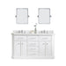 Water Creation Palace 60"" Palace Collection Quartz Carrara Pure White Bathroom Vanity Set With Hardware And F2-0013 Faucets, Mirror in Chrome Finish PA60QZ01PW-E18FX1301