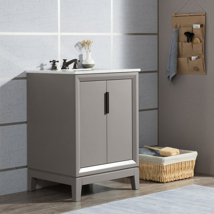 Water Creation Elizabeth Elizabeth 24-Inch Single Sink Carrara White Marble Vanity In Cashmere Grey EL24CW03CG-000000000