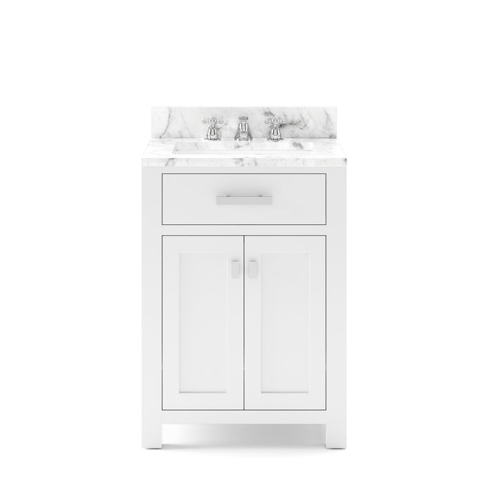 Water Creation Madison 24 Inch Pure White Single Sink Bathroom Vanity With Faucet From The Madison Collection MS24CW01PW-000BX0901