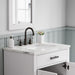 Water Creation Hartford 30" Single Sink Carrara White Marble Countertop Bath Vanity in Pure White with Gooseneck Faucet