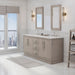 Water Creation Hugo 72" Double Sink Carrara White Marble Countertop Vanity in Grey Oak with Hook Faucets and Mirrors