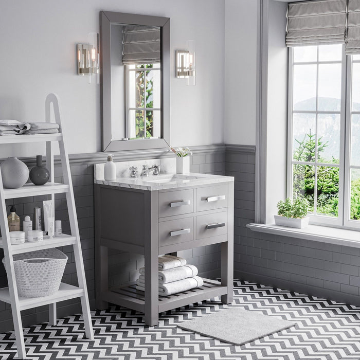 Water Creation Madalyn 30 Inch Cashmere Grey Single Sink Bathroom Vanity With Matching Framed Mirror From The Madalyn Collection MA30CW01CG-R24000000
