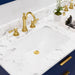 Water Creation Bristol Bristol 60 In. Double Sink Carrara White Marble Countertop Bath Vanity in Monarch Blue with Satin Gold Hook Faucets