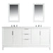 Water Creation Elizabeth Elizabeth 72-Inch Double Sink Carrara White Marble Vanity In Pure White With Matching Mirror s and F2-0009-01-BX Lavatory Faucet s EL72CW01PW-R21BX0901