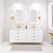 Water Creation Bristol Bristol 72 In. Double Sink Carrara White Marble Countertop Bath Vanity in Pure White with Satin Gold Gooseneck Faucets
