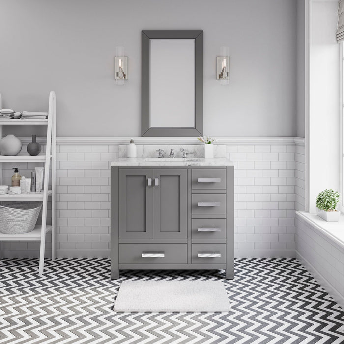Water Creation Madison 36 Inch Wide Cashmere Grey Single Sink Bathroom Vanity With Matching Mirror From The Madison Collection MS36CW01CG-R24000000