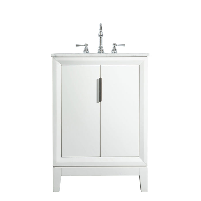 Water Creation Elizabeth Elizabeth 24-Inch Single Sink Carrara White Marble Vanity In Pure White With F2-0012-01-TL Lavatory Faucet s EL24CW01PW-000TL1201