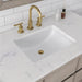 Water Creation Oakman 30" Single Sink Carrara White Marble Countertop Bath Vanity in Grey Oak with Gold Faucets and Rectangular Mirrors