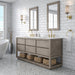 Water Creation Oakman 72" Double Sink Carrara White Marble Countertop Bath Vanity in Grey Oak with Gold Faucets and Mirrors
